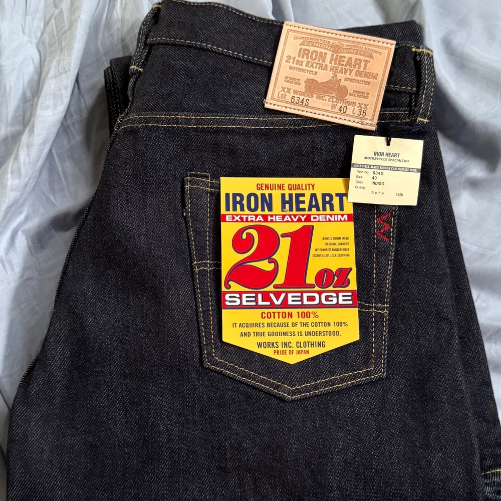 Iron Heart IH-634S 21oz Indigo Selvedge Straight Denim Jeans 40x36 NWT